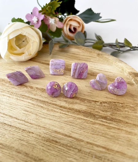 Lilac Clay Earring Studs