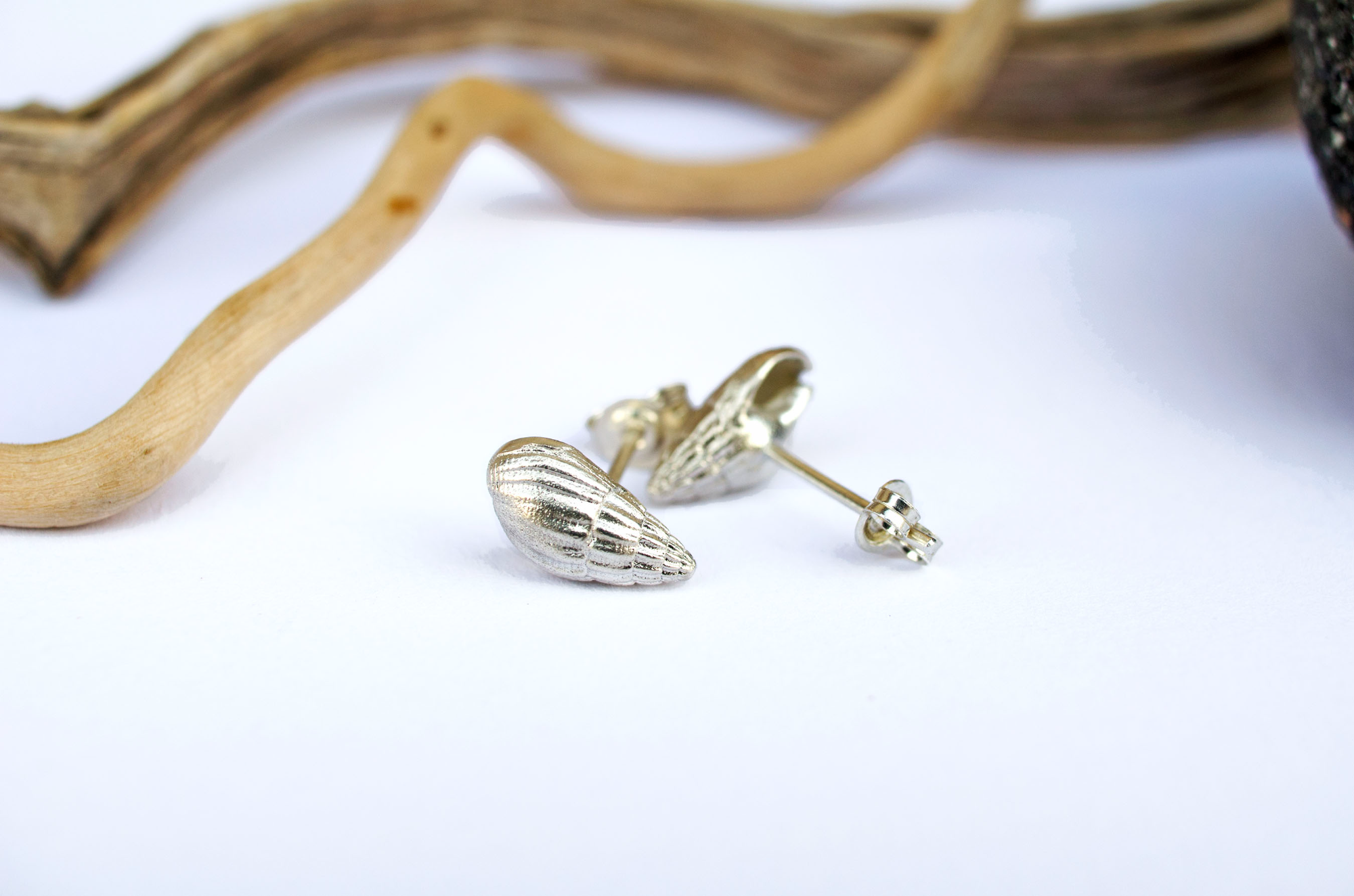 Striped seashell earrings