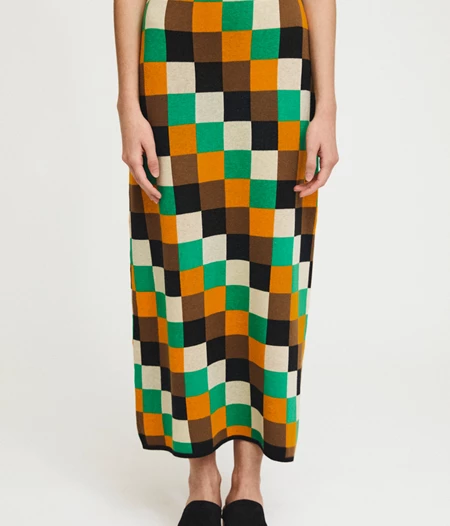 Otto checkered knit skirt