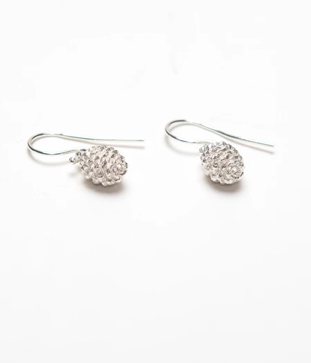 Silver pine cone earrings