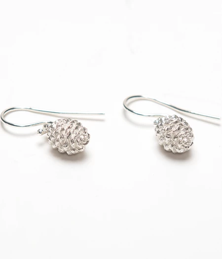 Silver pine cone earrings