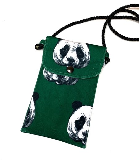 Χειροποίητο Τσαντάκι Κινητού ‘Green Panda’