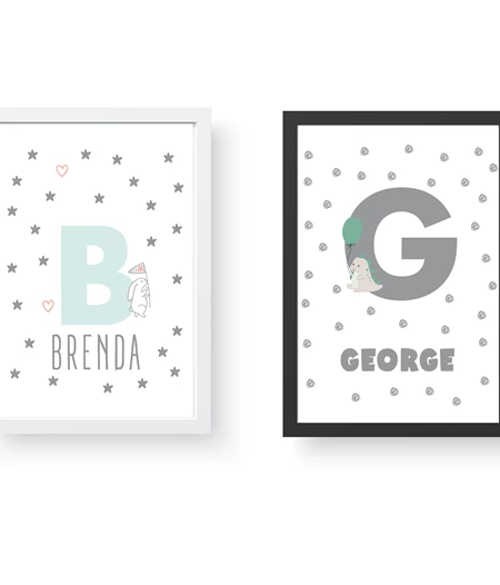 nursery poster for kid's room, personalised name for girl and boy