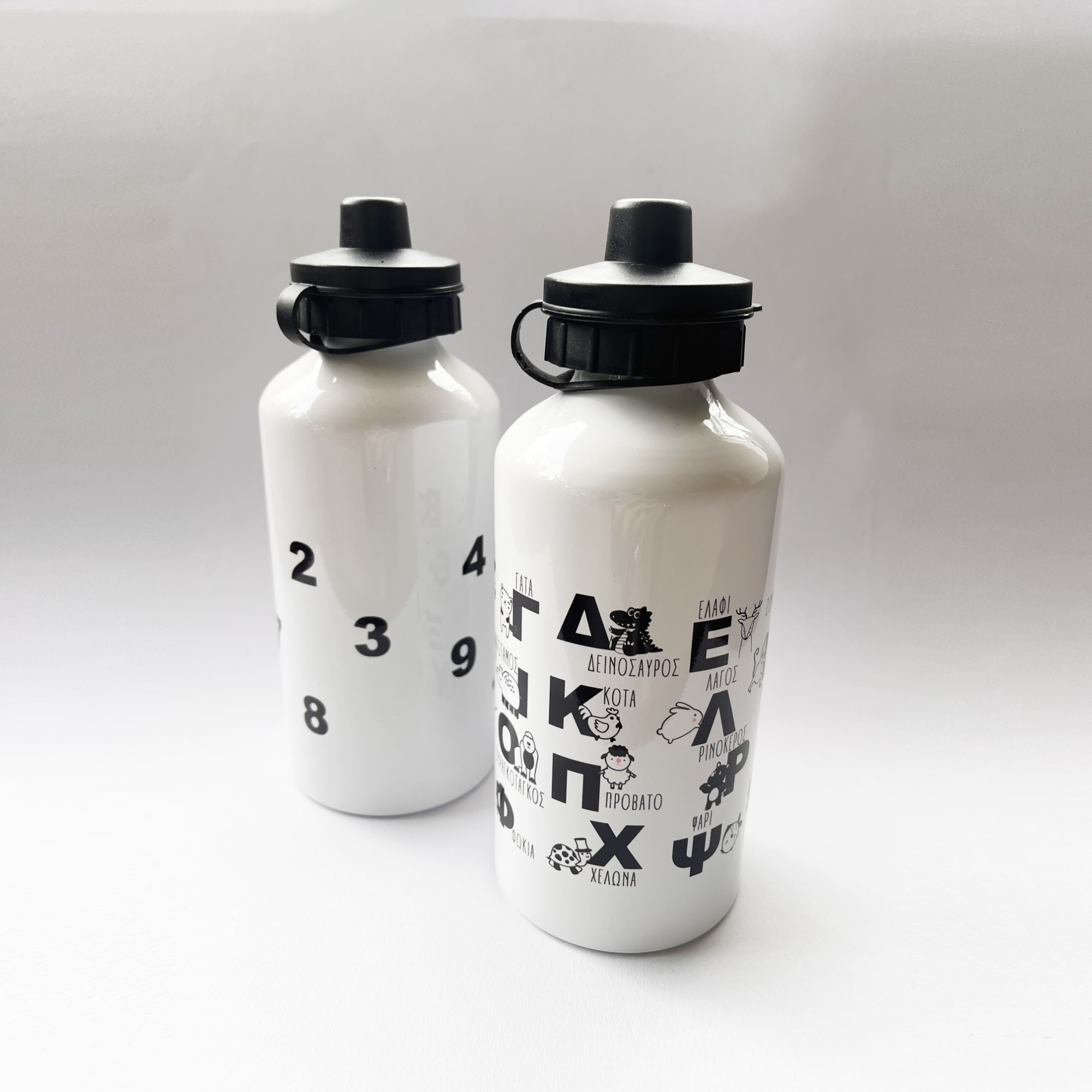  kid's water bottle, learning the greek alphabet and animals