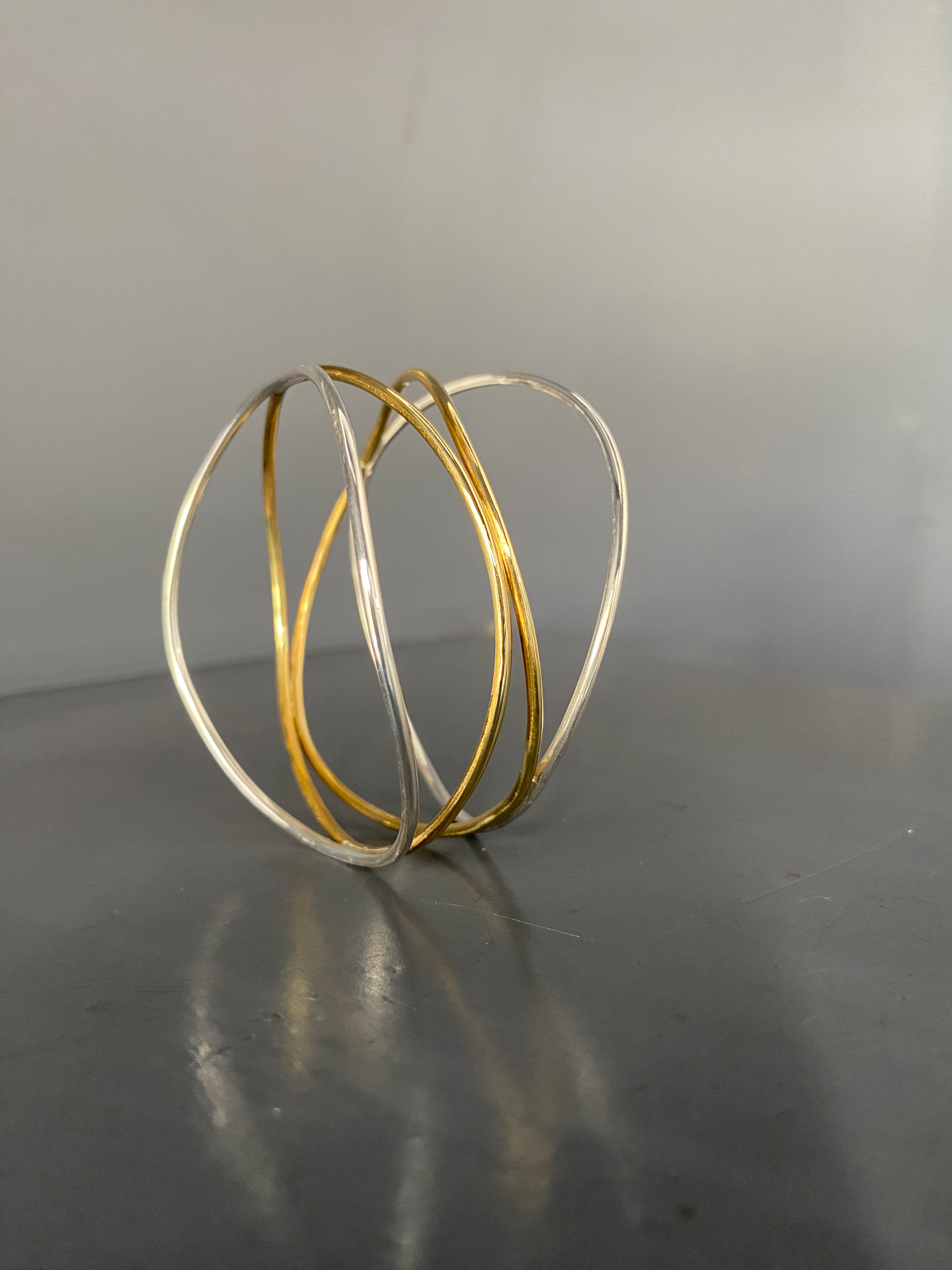 Douple Wave Bracelet in silver and bronze