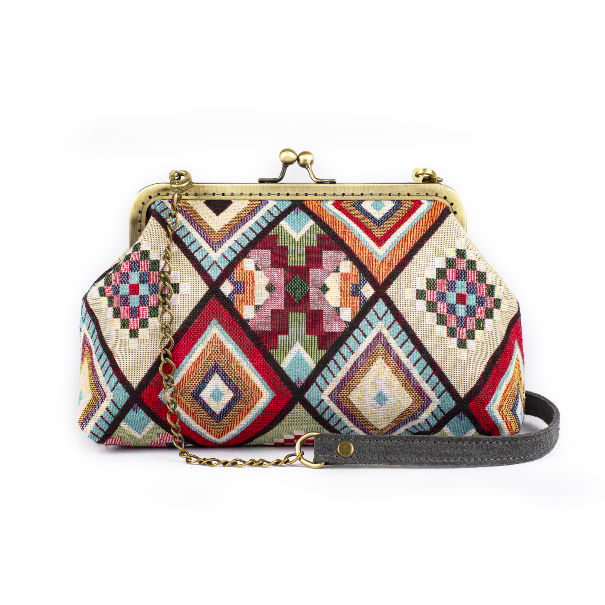 Clutch υφασμάτινη τσάντα με γεωμετρικά σχέδια 