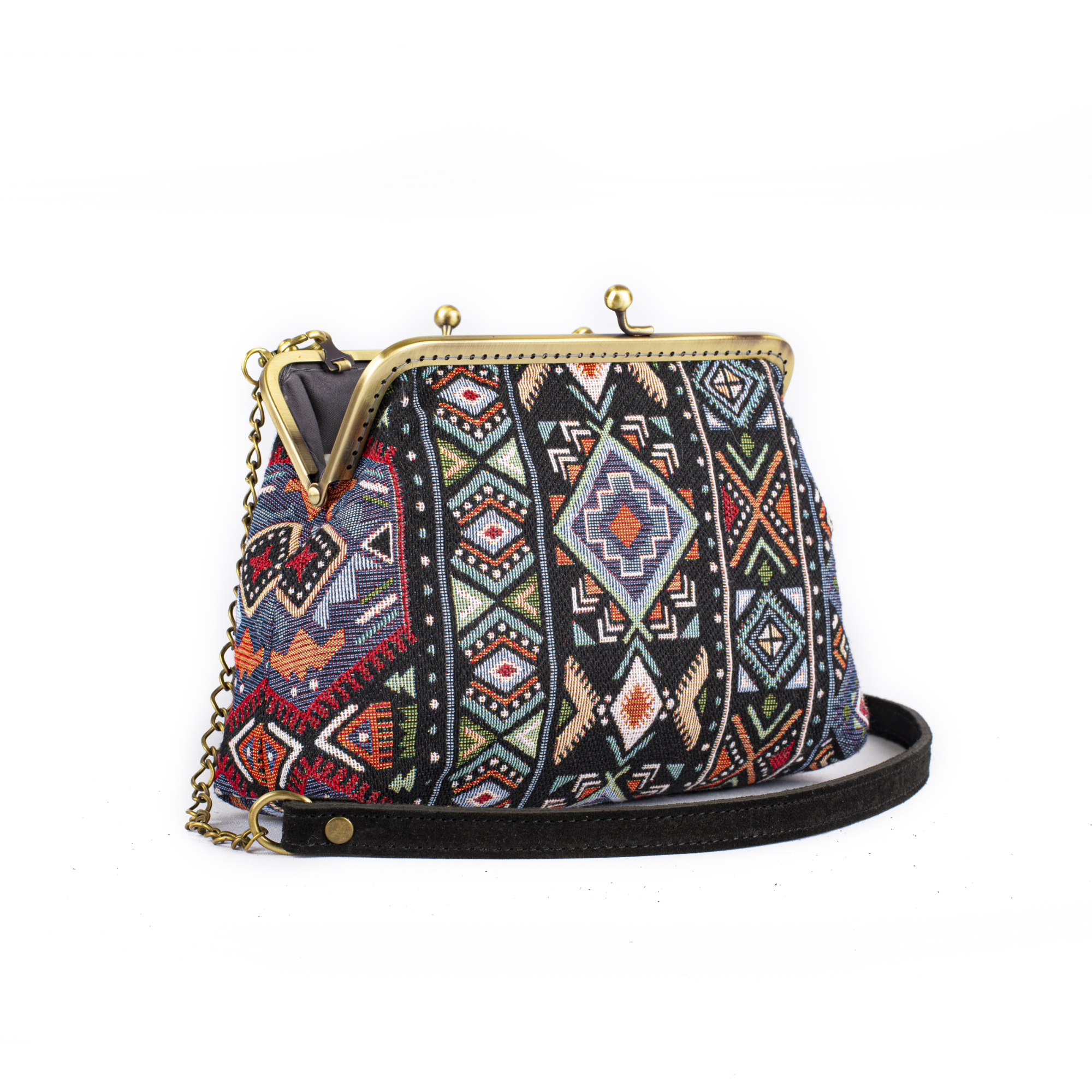 Clutch υφασμάτινη τσάντα με γεωμετρικά σχέδια 