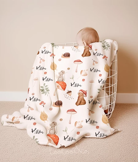Boho Cottagecore Personalized Baby Crib Blanket
