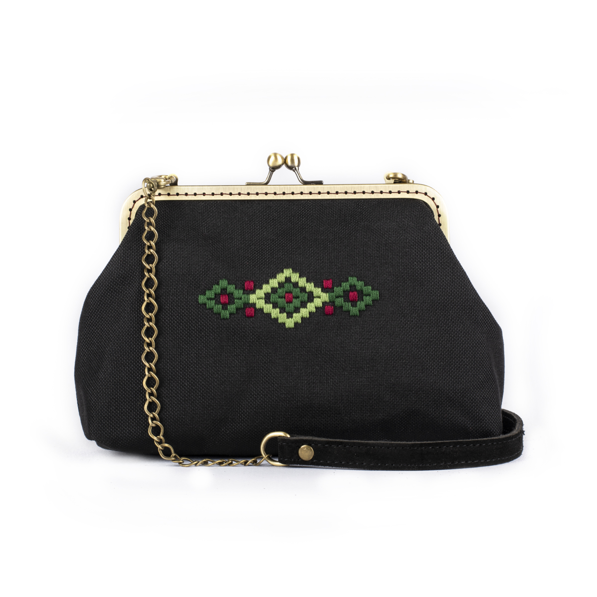 Μαύρο clutch με κέντημα 