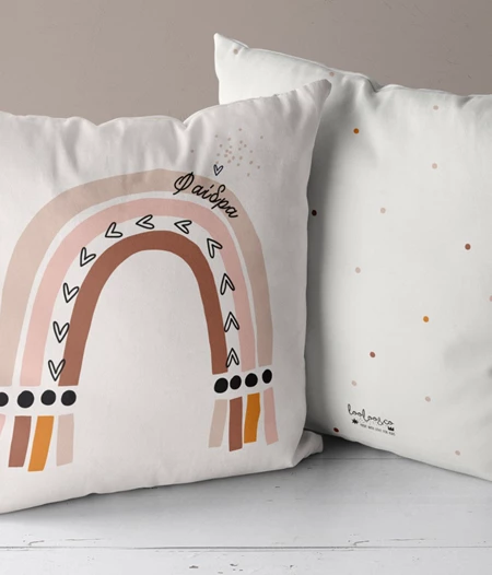 Boho macrame rainbow personalized decorative pillow cover