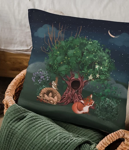 A night in the Enchanted forest pillow cover woodland nursery decor