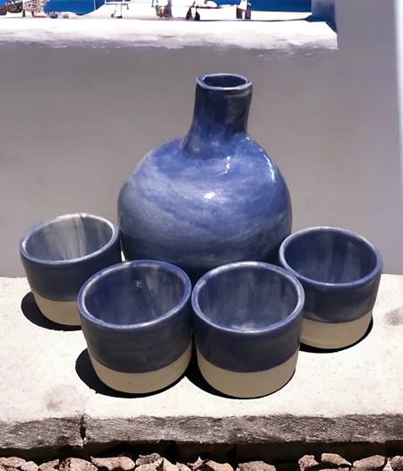 set of blue vase - bottle