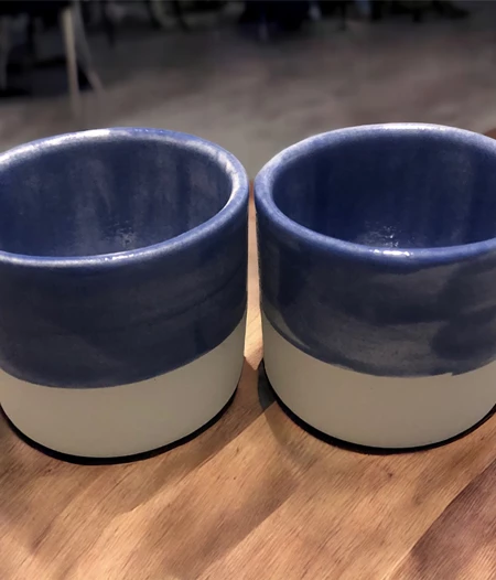 set of two blue espresso cup 