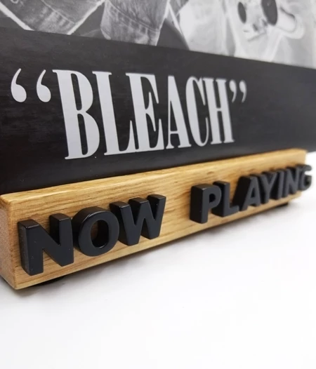 Oak NOW PLAYING vinyl record display stand