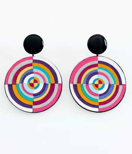 EARRINGS SYNTHESIS OF CIRCLES ‘SAME-CENTERED COLORED CIRCLES’