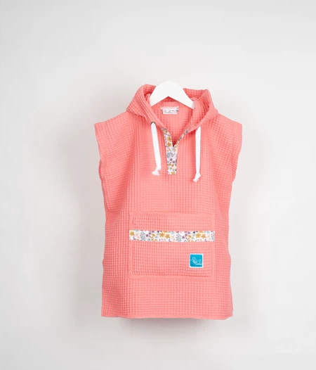 kids poncho peach