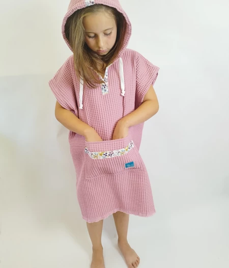 Kids poncho old rose 