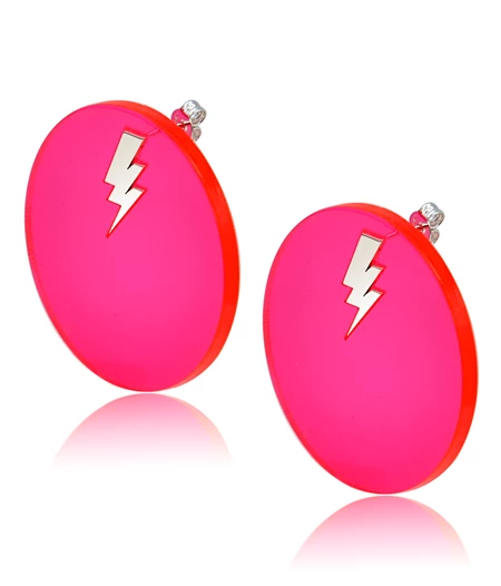 “Pink Strike” Statement Earrings