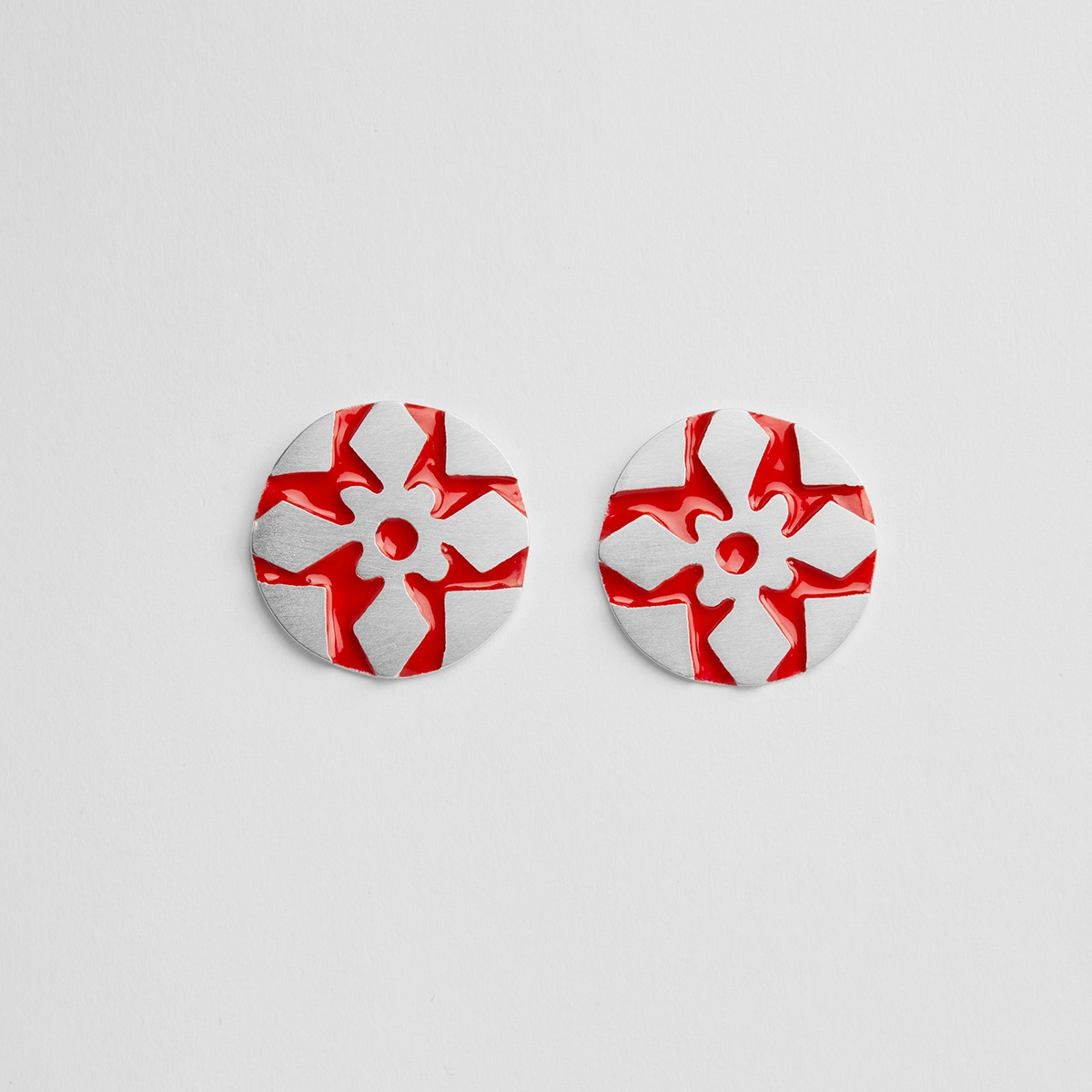 Σκουλαρίκια The Tile Series κρεμαστά ή καρφωτά κόκκινα