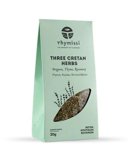 Three Cretan Herbs 
Θυμάρι, ρίγανη, δεντρολίβανο
Refill pack 20gr