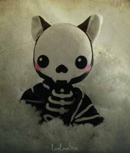 Λούτρινη διακοσμητική κούκλα Kawaii Halloween νυχτερίδα σκελετός 30εκ - Mr. Skeleton