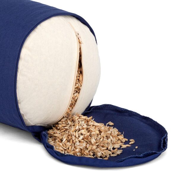 Bolster Yoga Στρογγυλό Μαξιλάρι Γιόγκα Canvas Royal Blue με Φαγόπυρο 62Χ20cm