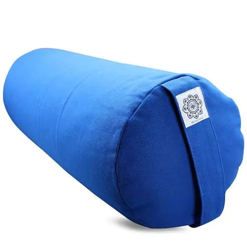 Bolster Yoga Στρογγυλό Μαξιλάρι Γιόγκα Canvas Royal Blue με Φαγόπυρο 62Χ20cm