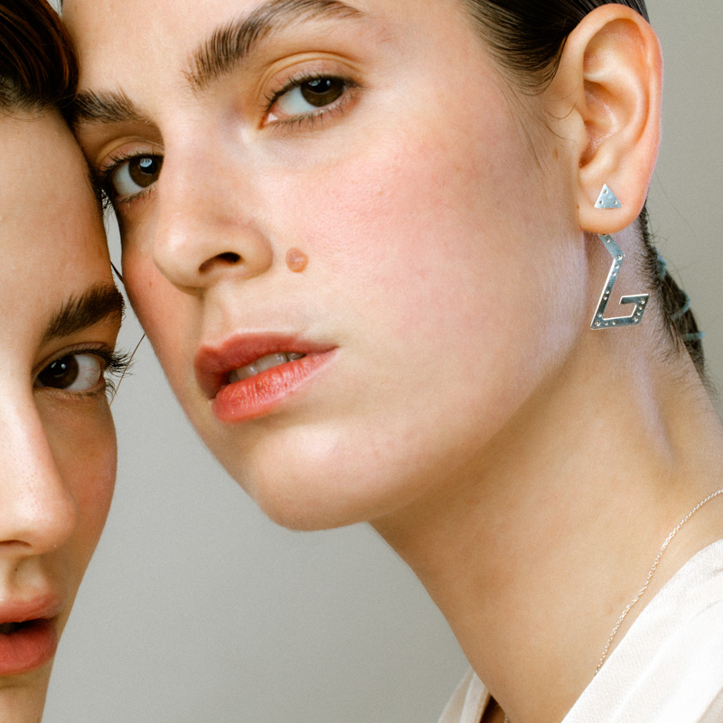 Ear Jackets ασημένια "Snake"