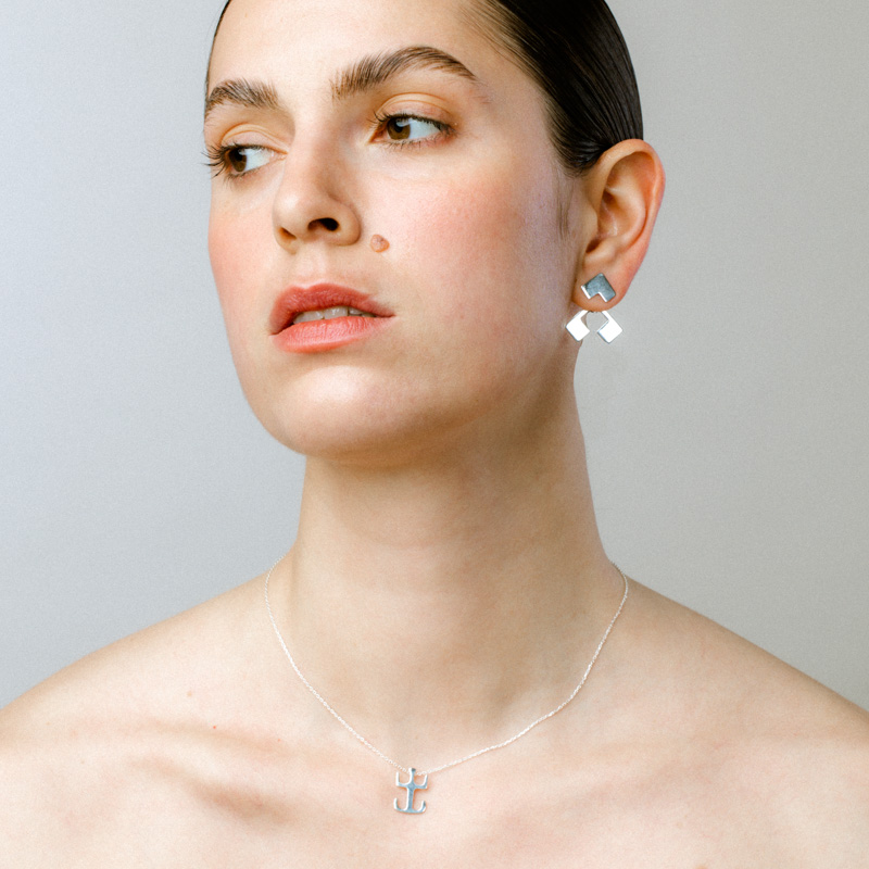 Ear Jackets ασημένια "Braids"