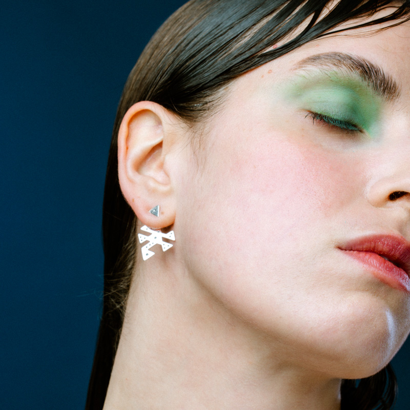 Ear Jackets ασημένια "Wolf's Mouth"