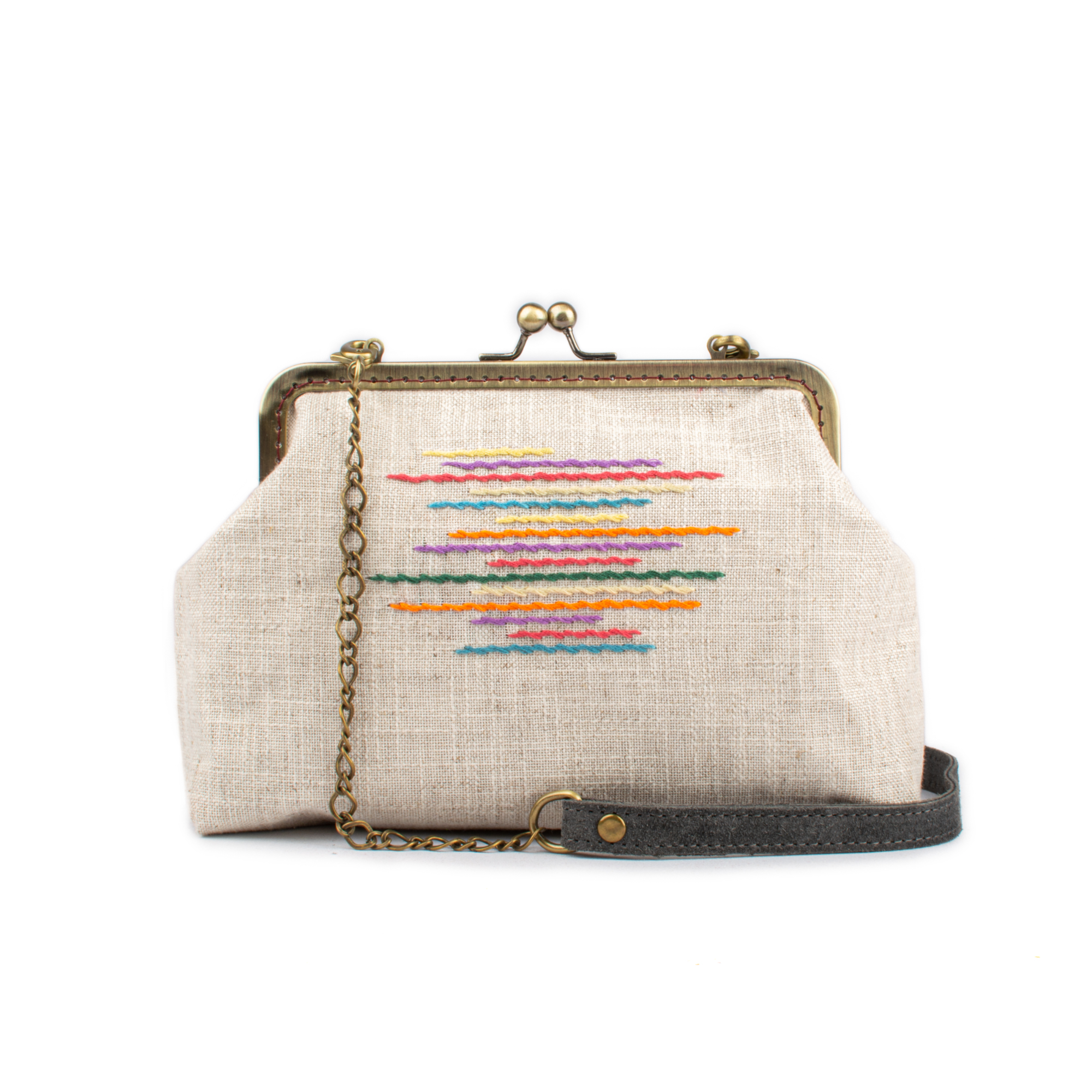 Καλοκαιρινή clutch τσάντα με πολύχρωμο κέντημα