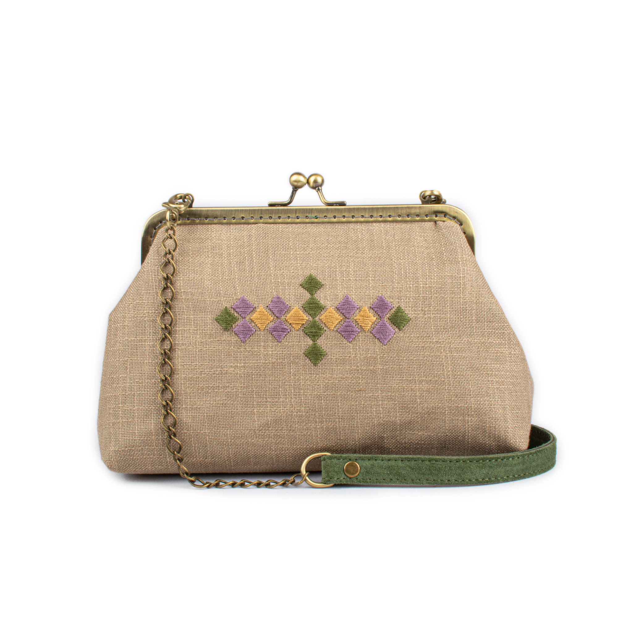 Καλοκαιρινή clutch τσάντα με πολύχρωμο κέντημα