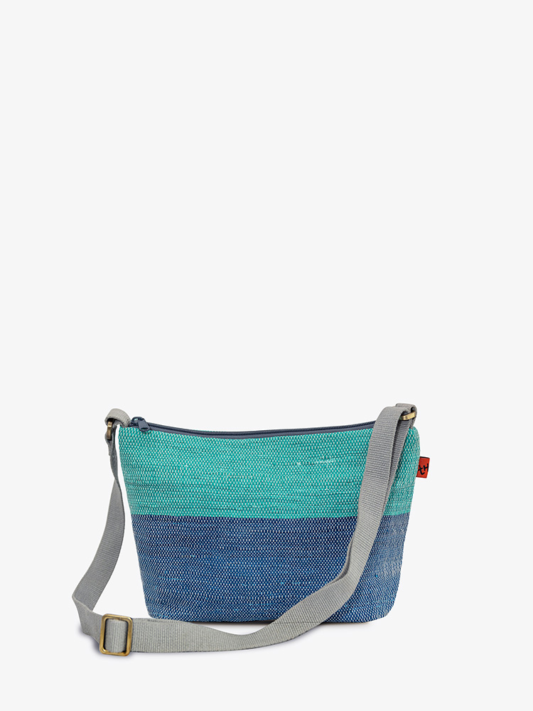 Vegan Spacious Crossbody Bag in Green & Blue