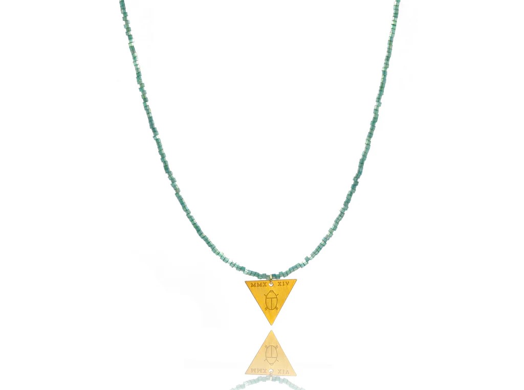 Lucky Scarab Teal Iris Necklace