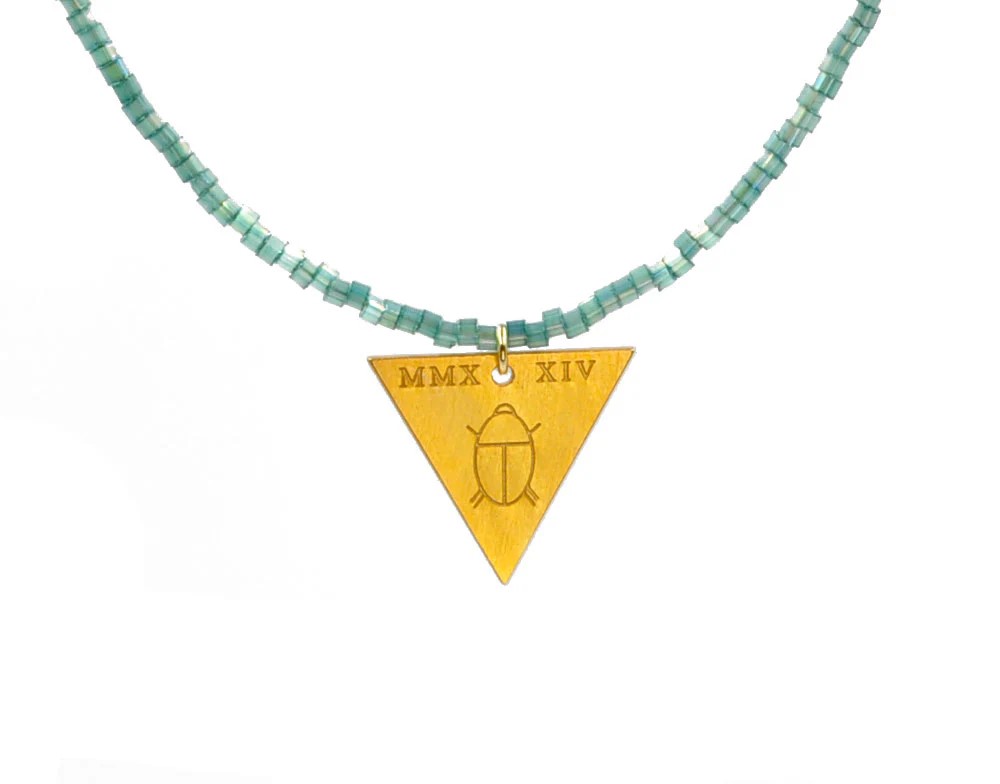 Lucky Scarab Teal Iris Necklace