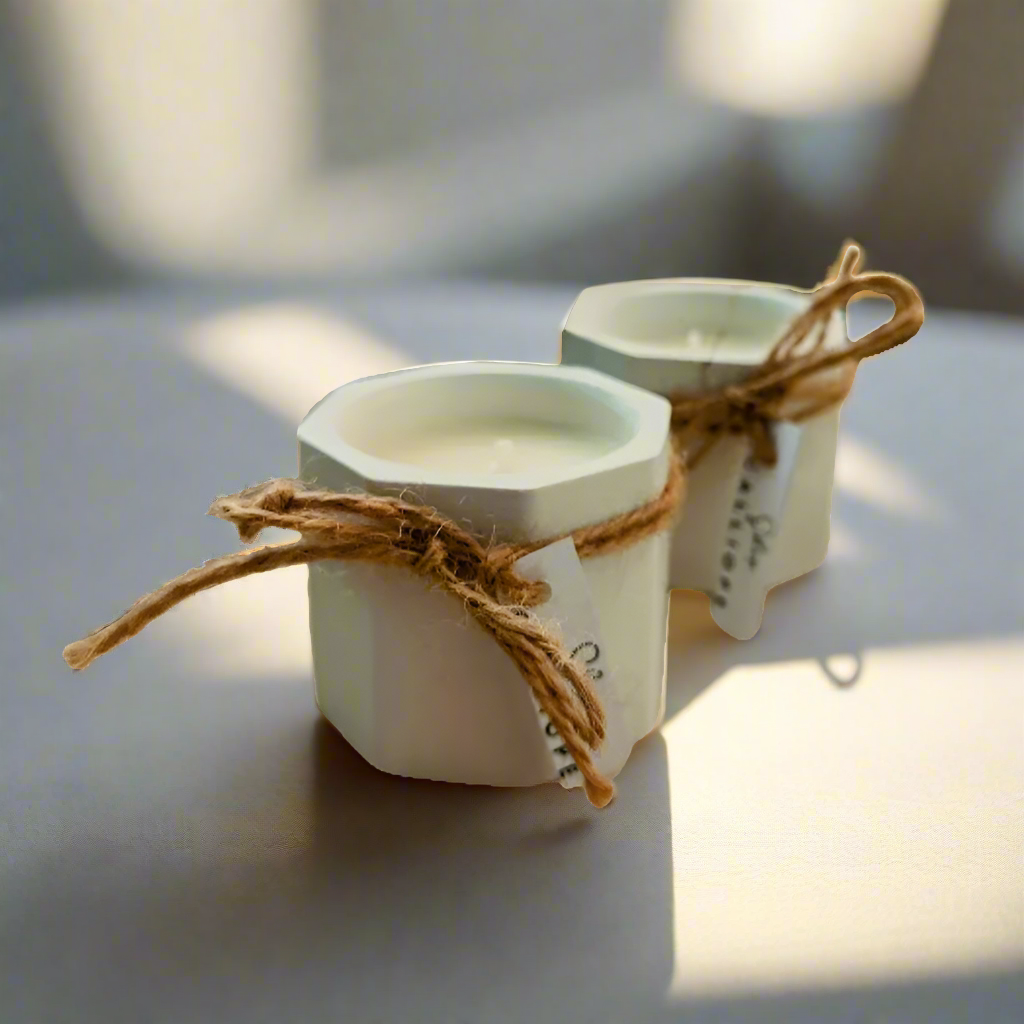 Soy candle in octagon porcelaine jar