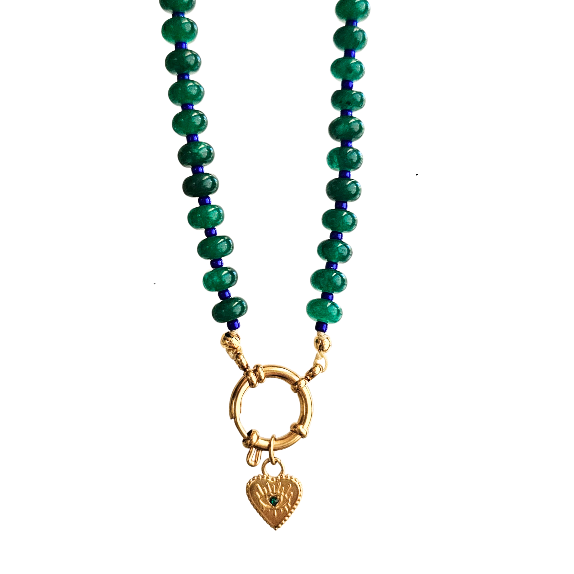 Honeybunny Charm πράσινο κολιέ με νεφρίτη