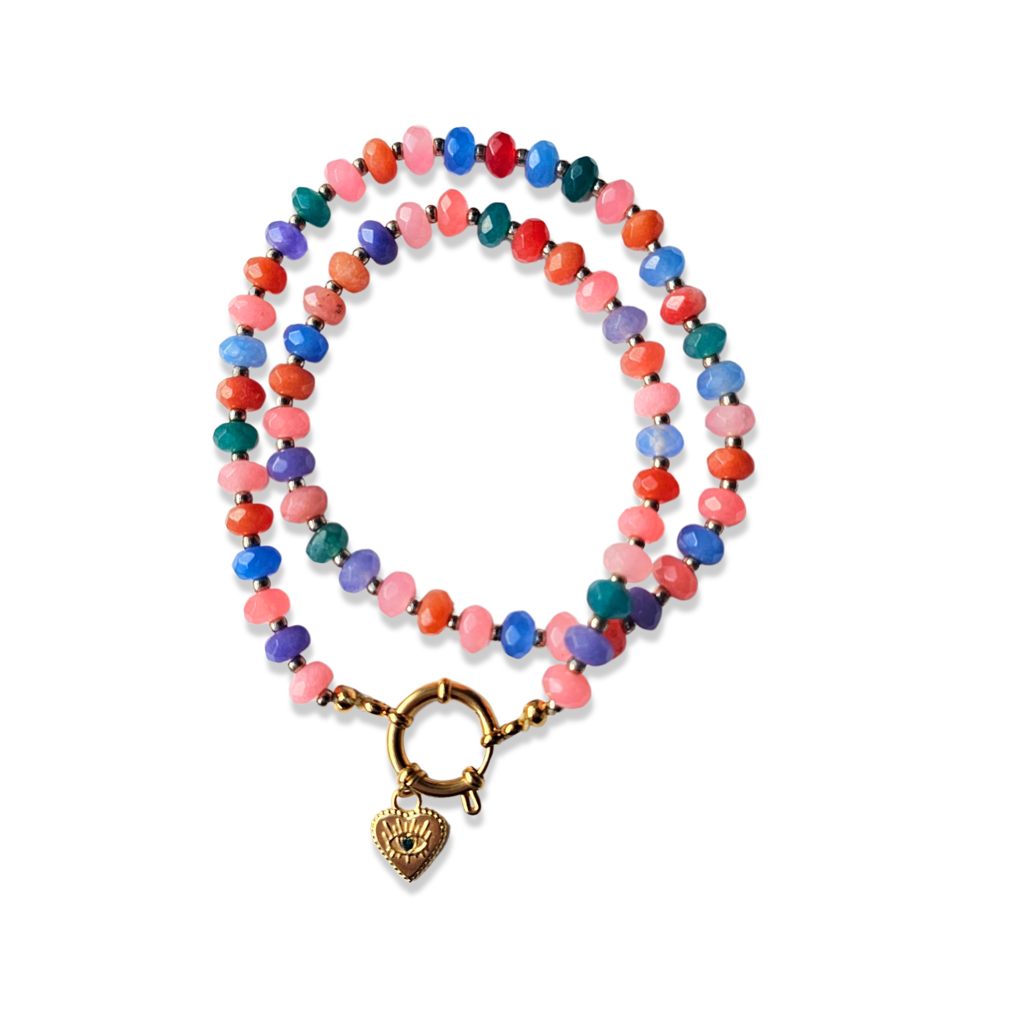 Honeybunny Charm πολύχρωμο κολιέ με νεφρίτη