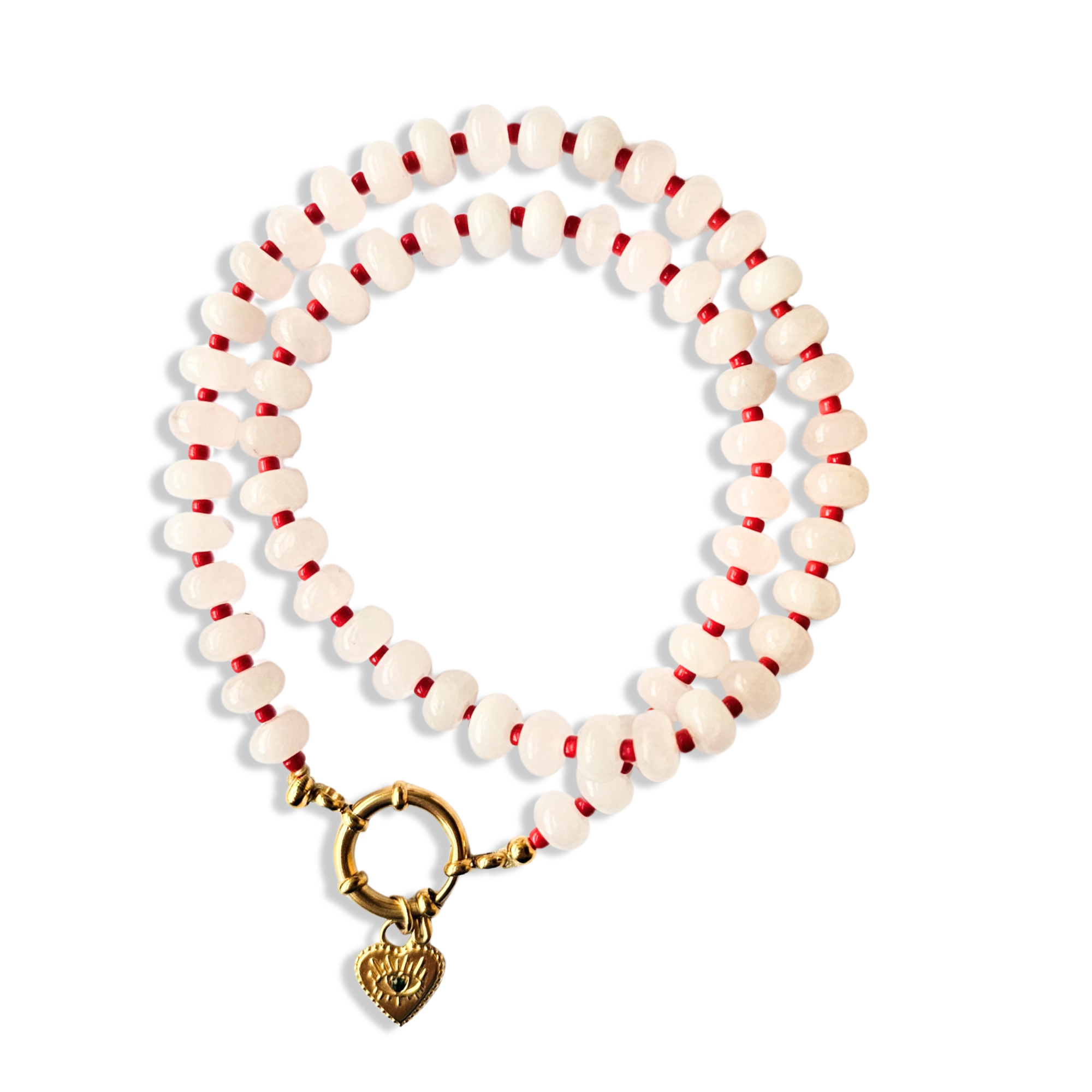 Honeybunny Charm ροζ κολιέ με νεφρίτη