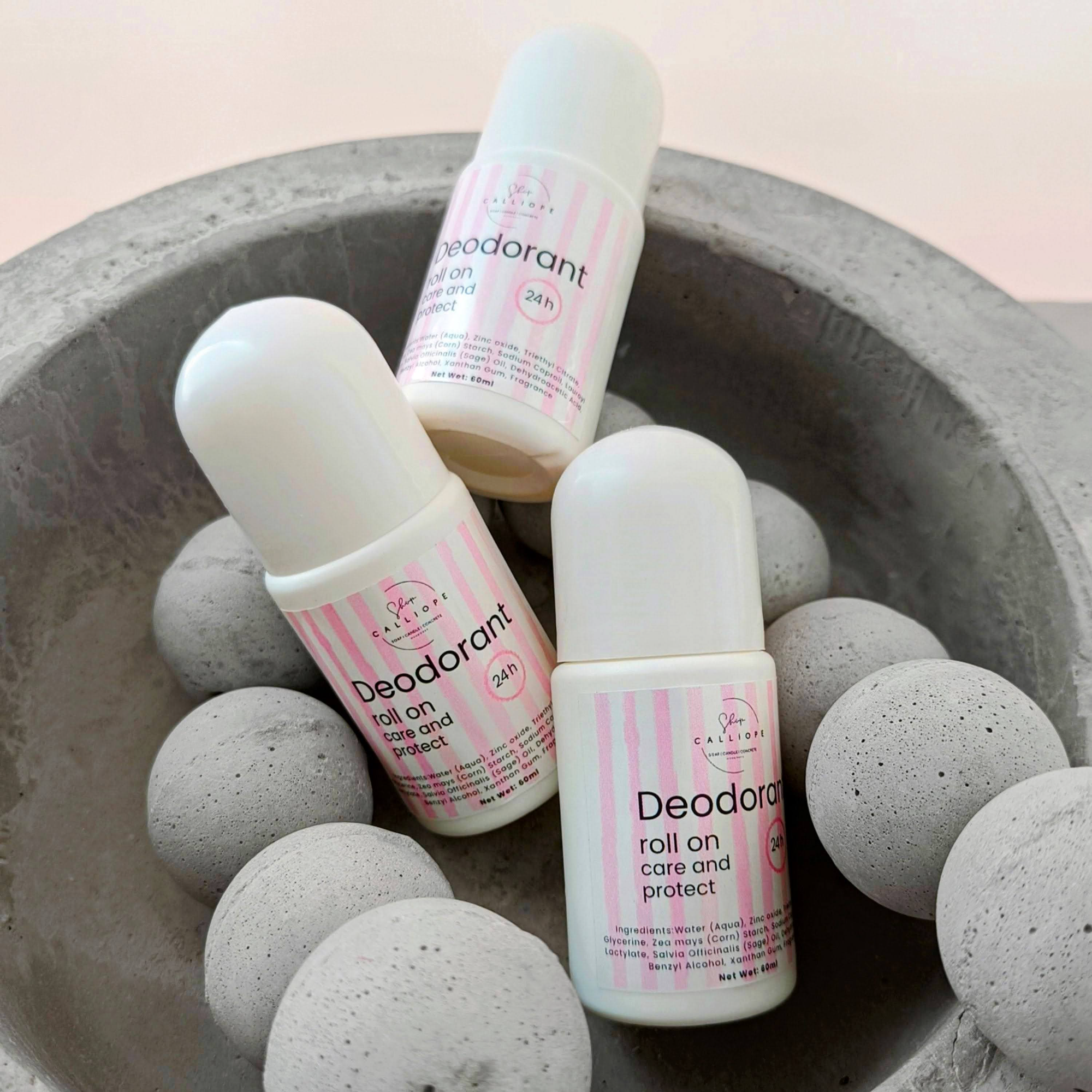 24h deodorant roll on, natural deo with sage essential oil