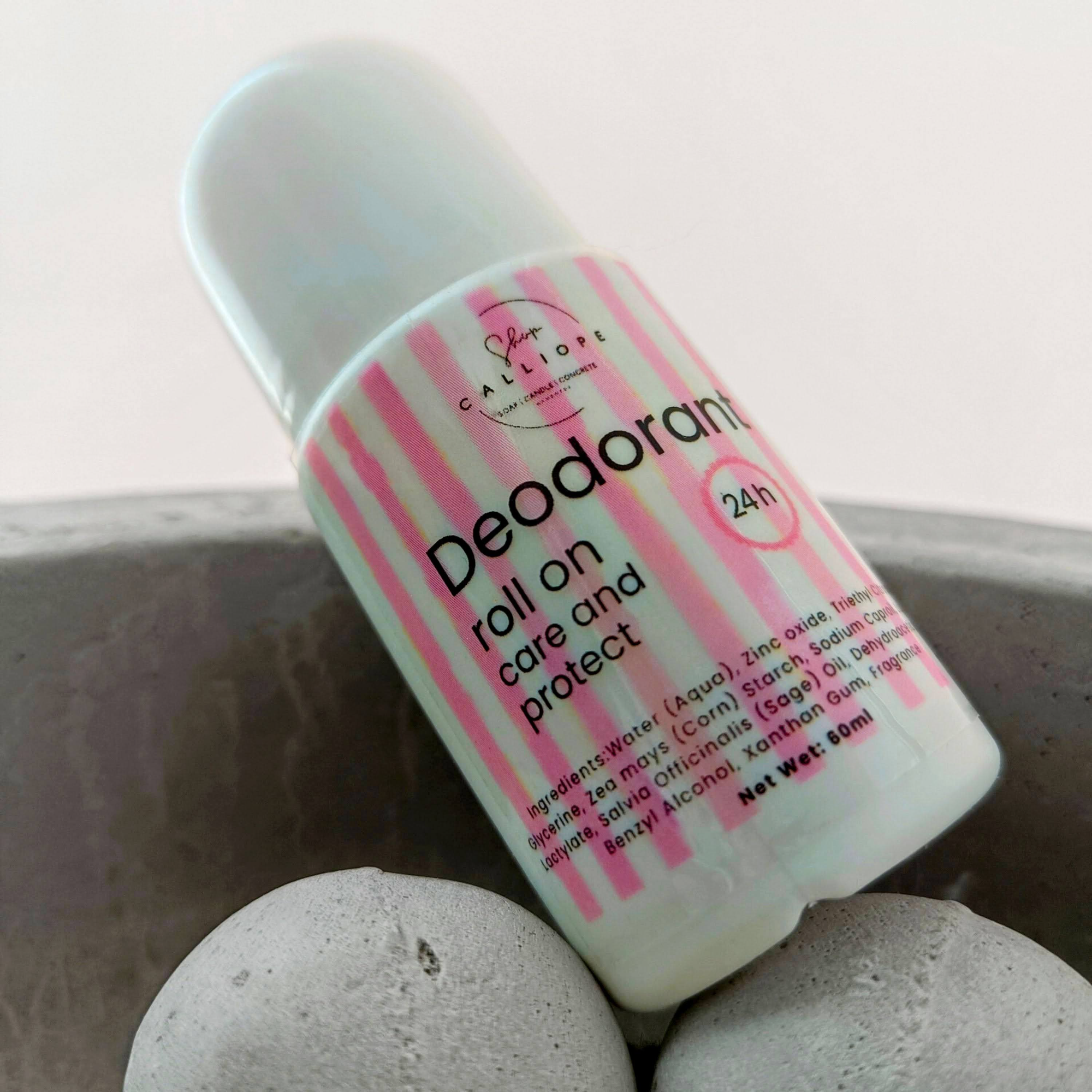 24h deodorant roll on, natural deo with sage essential oil
