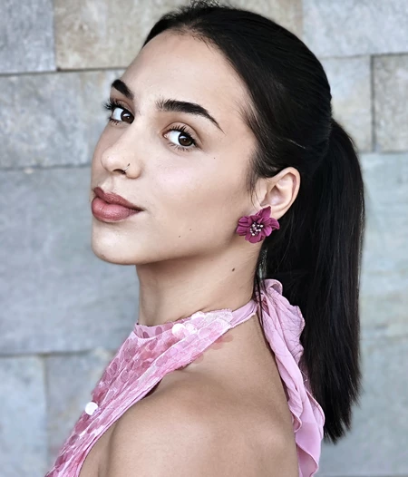 Burgundy Flower Earring