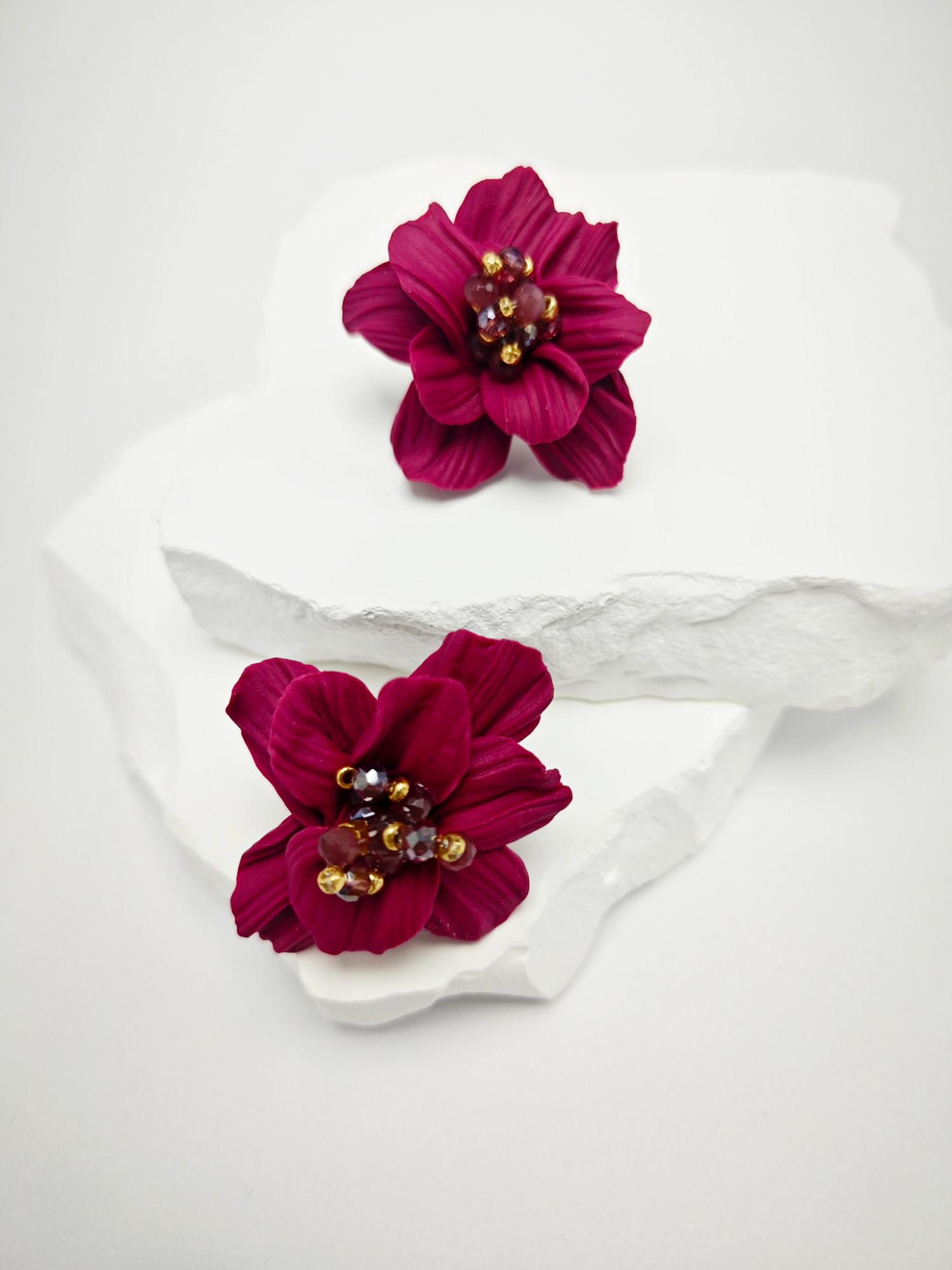 Burgundy Flower Earring