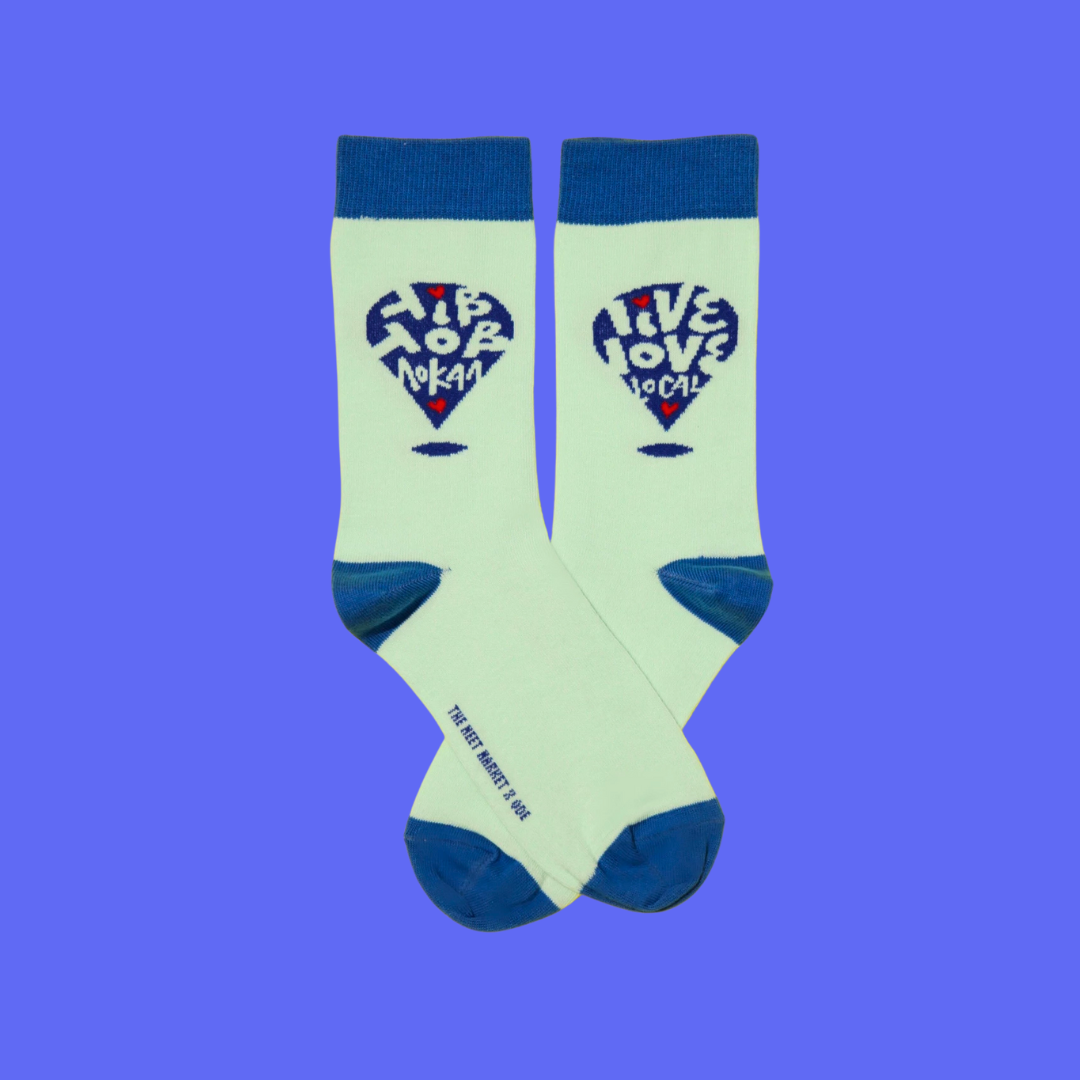 Live Love Local Socks in Electric Blue