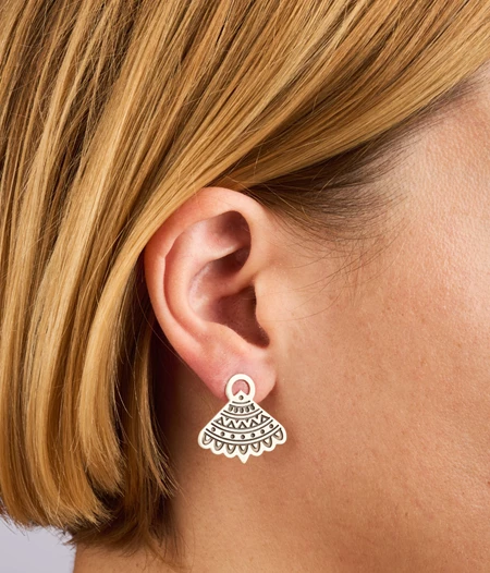 Σκουλαρίκια βεντάλια με οξείδωση