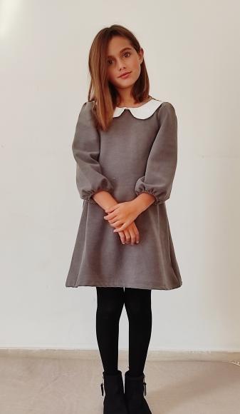 Peter pan grey linen dress