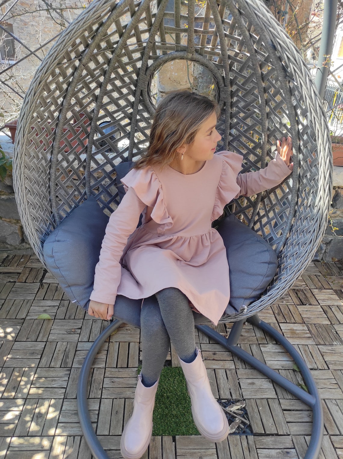 Pink flutter bodice dress