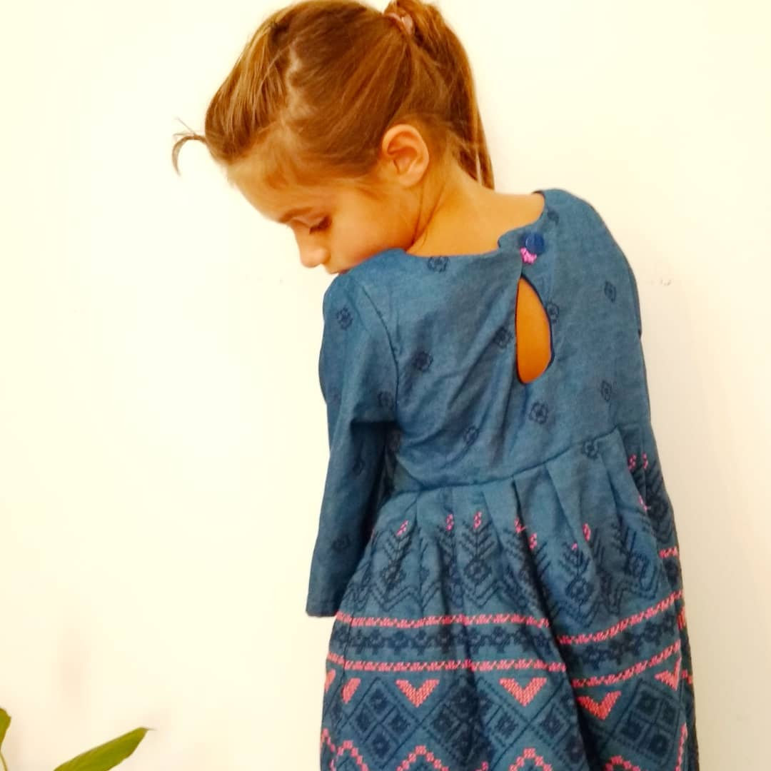 Embroidered denim dress