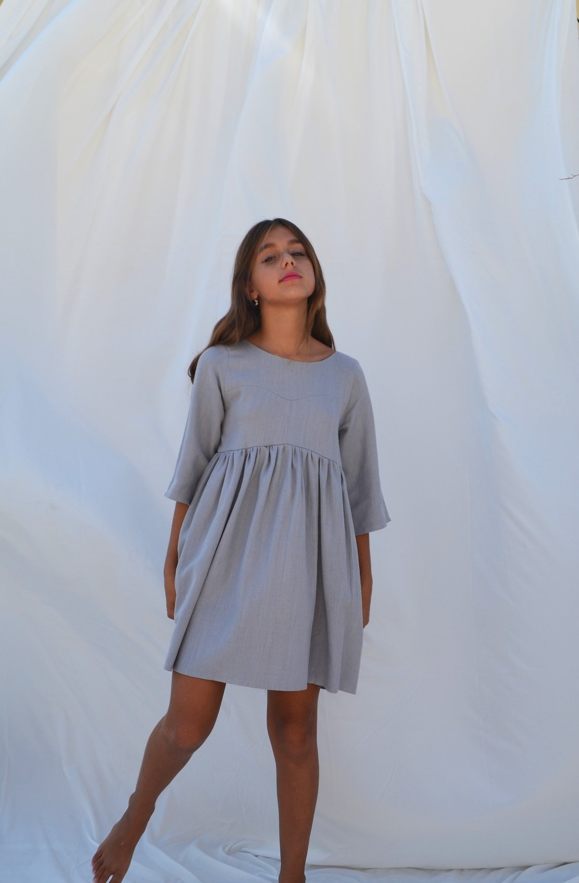 Grey linen dress