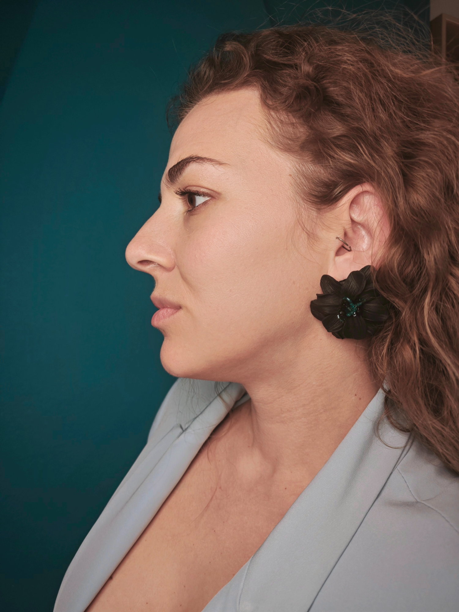 Black Flower Earring